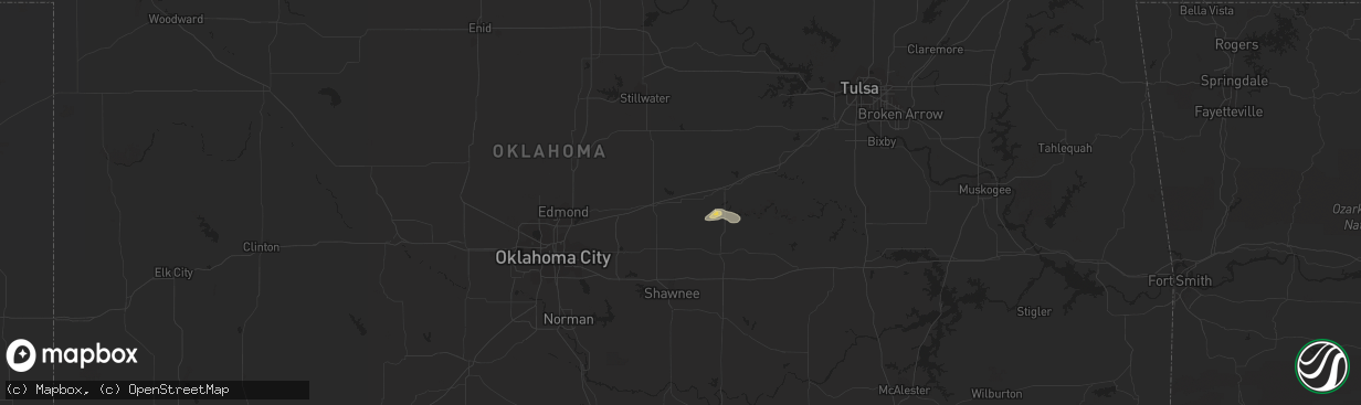 Hail map in Chandler, OK on July 6, 2023