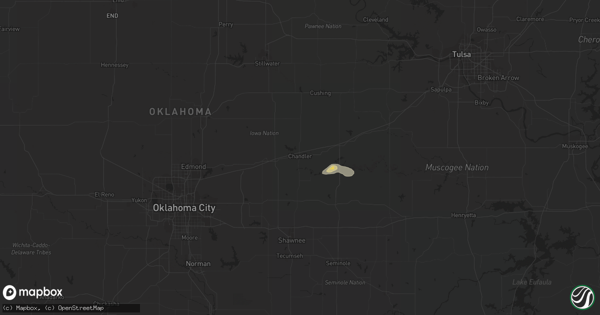 Hail map in Chandler, OK on July 6, 2023