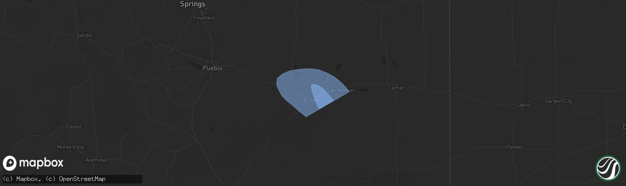 Hail map in Cheraw, CO on July 6, 2023