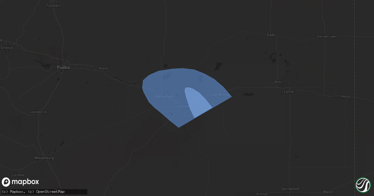Hail map in Cheraw, CO on July 6, 2023