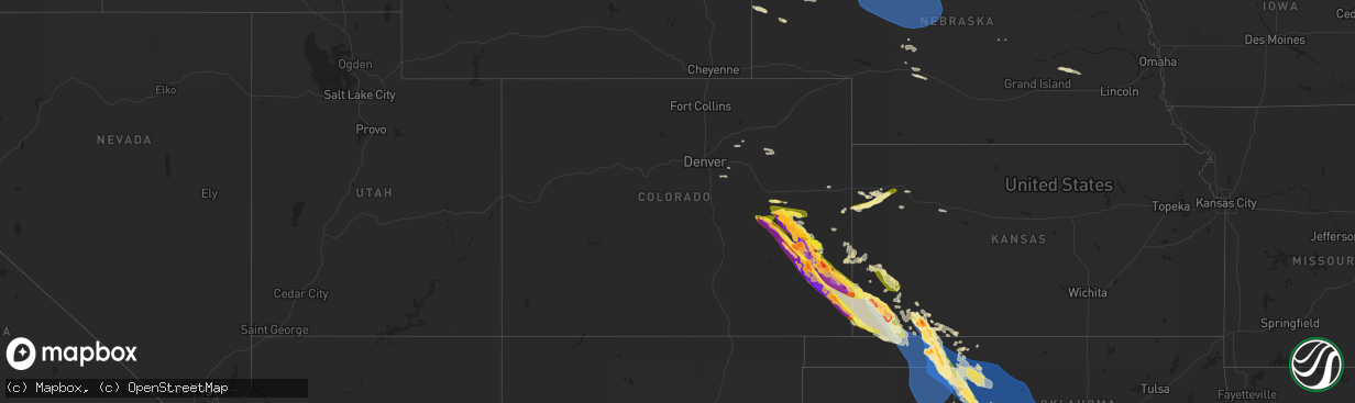 Hail map in Colorado on July 6, 2023