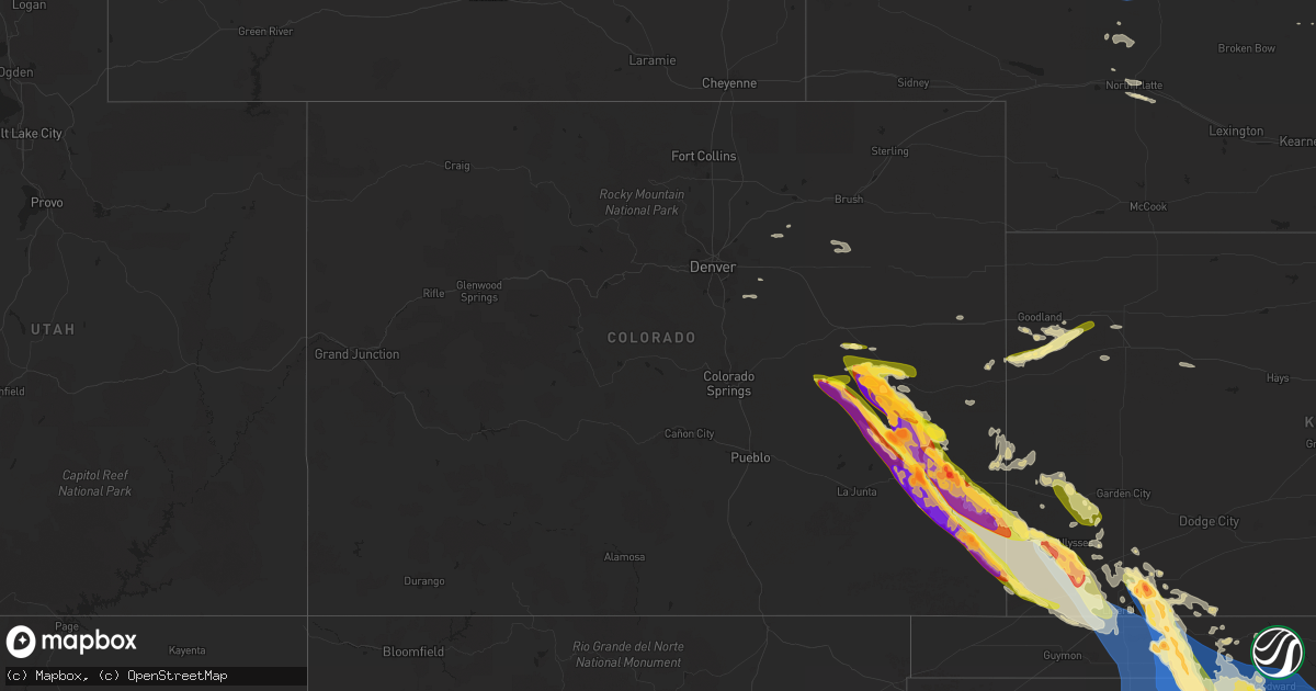 Hail map in Colorado on July 6, 2023