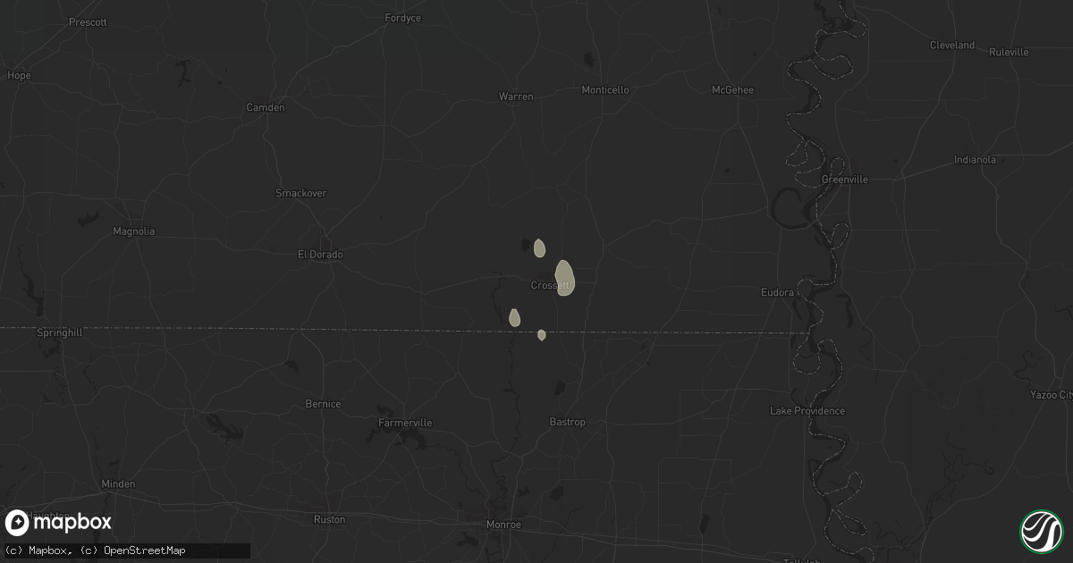 Hail map in Crossett, AR on July 6, 2023