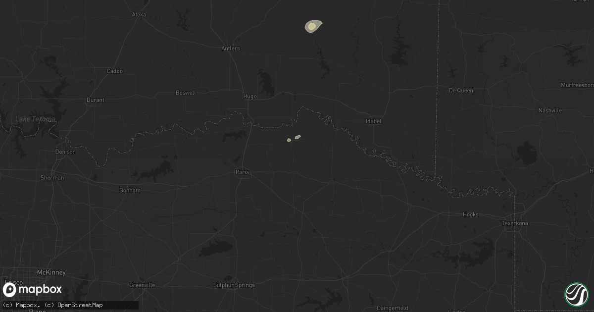 Hail map in Detroit, TX on July 6, 2023