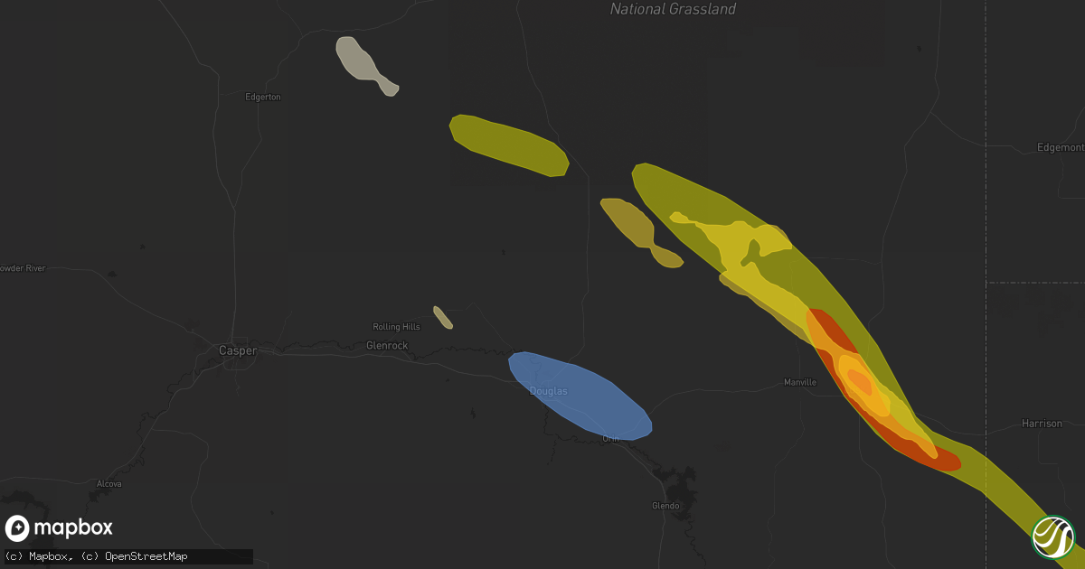 Hail map in Douglas, WY on July 6, 2023
