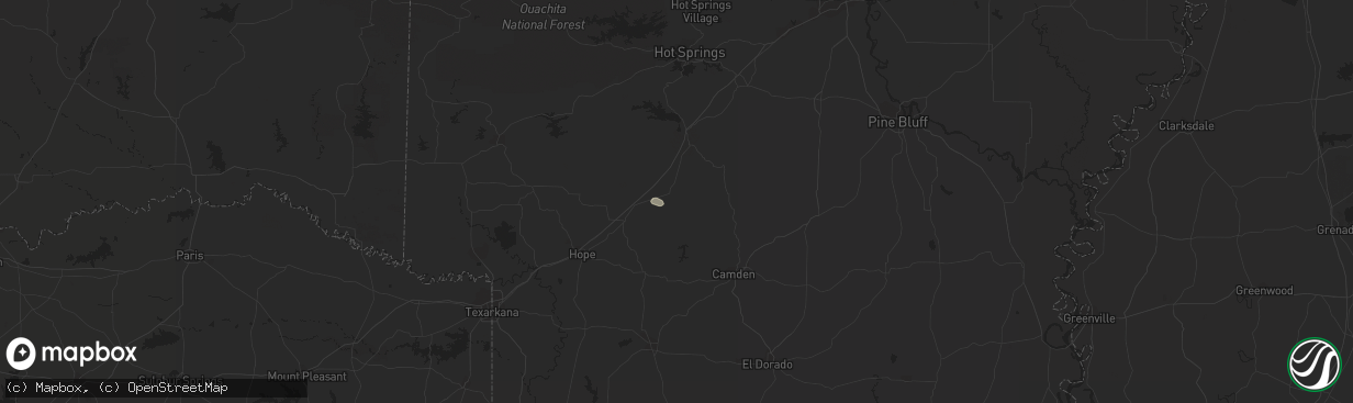 Hail map in Gurdon, AR on July 6, 2023
