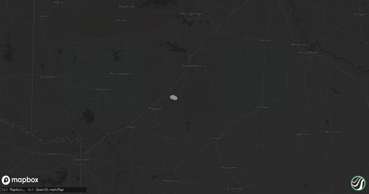 Hail map in Gurdon, AR on July 6, 2023
