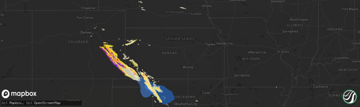 Hail map in Kansas on July 6, 2023