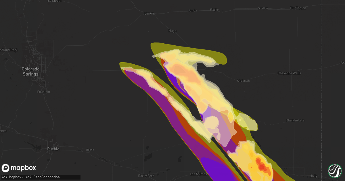 Hail map in Karval, CO on July 6, 2023