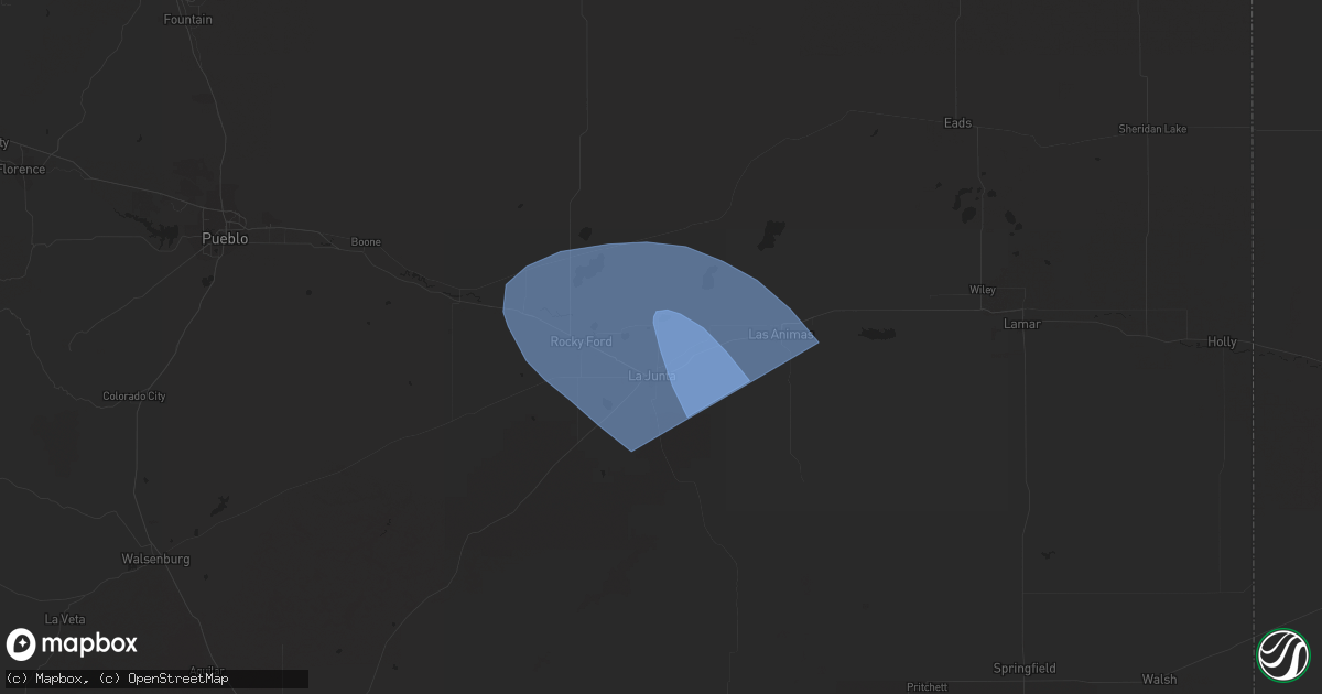 Hail map in Las Animas, CO on July 6, 2023