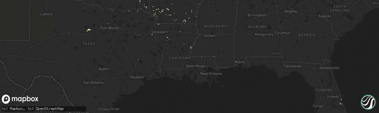 Hail map in Louisiana on July 6, 2023