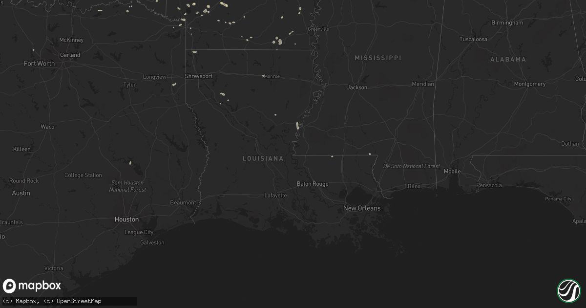 Hail map in Louisiana on July 6, 2023