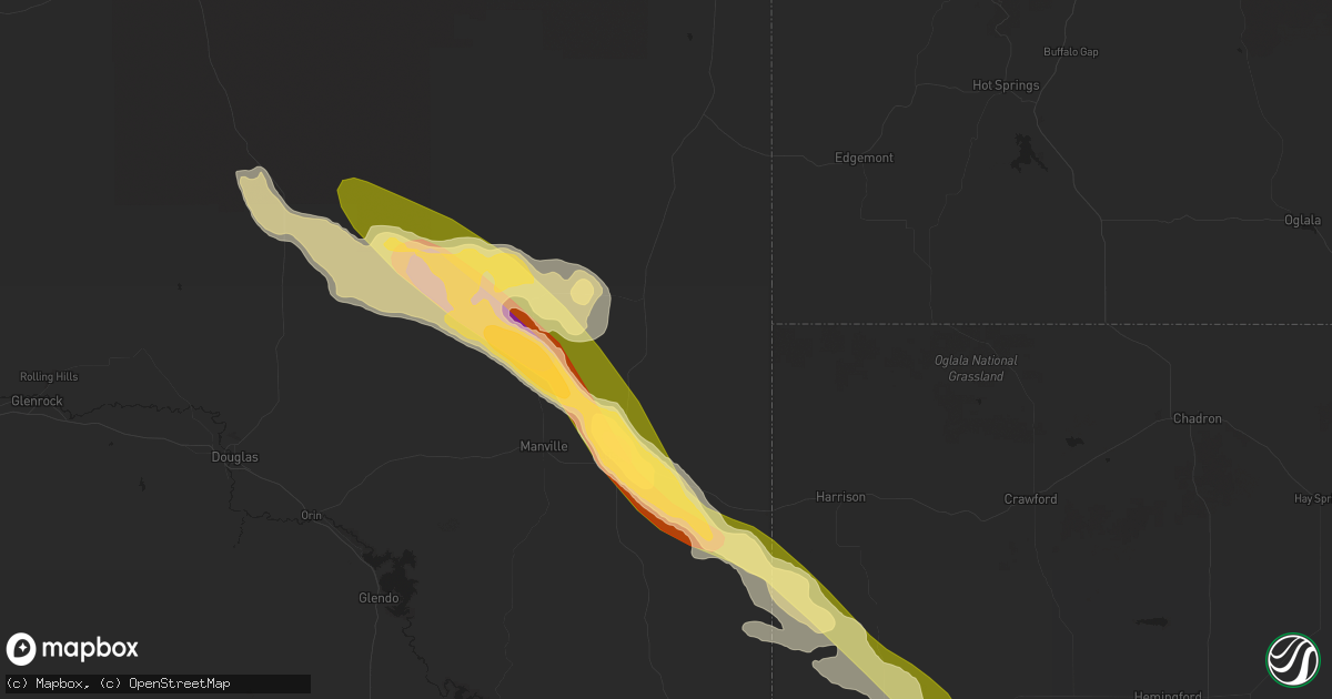 Hail map in Lusk, WY on July 6, 2023