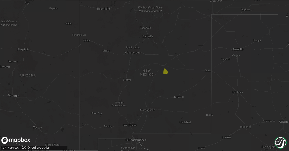 Hail map in New Mexico on July 6, 2023