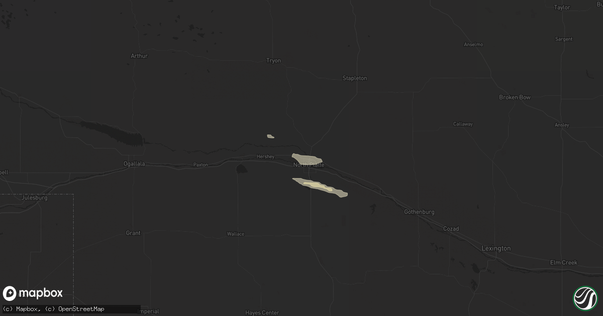 Hail map in North Platte, NE on July 6, 2023