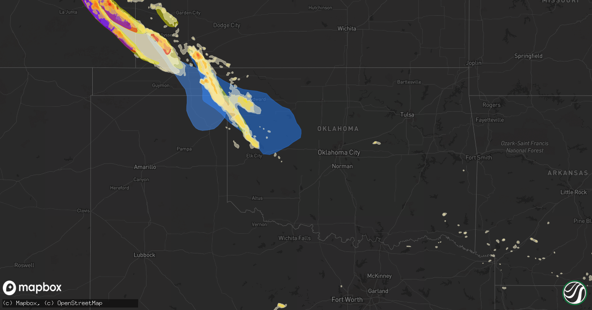 Hail map in Oklahoma on July 6, 2023