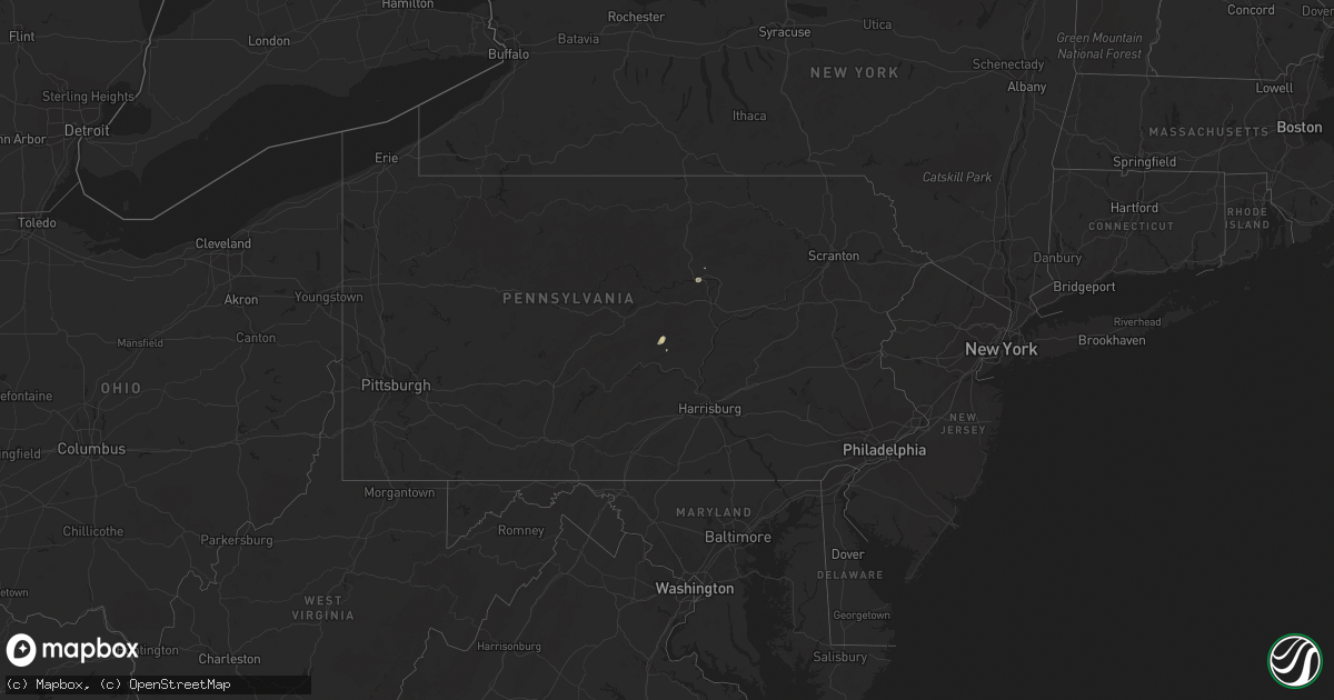 Hail map in Pennsylvania on July 6, 2023