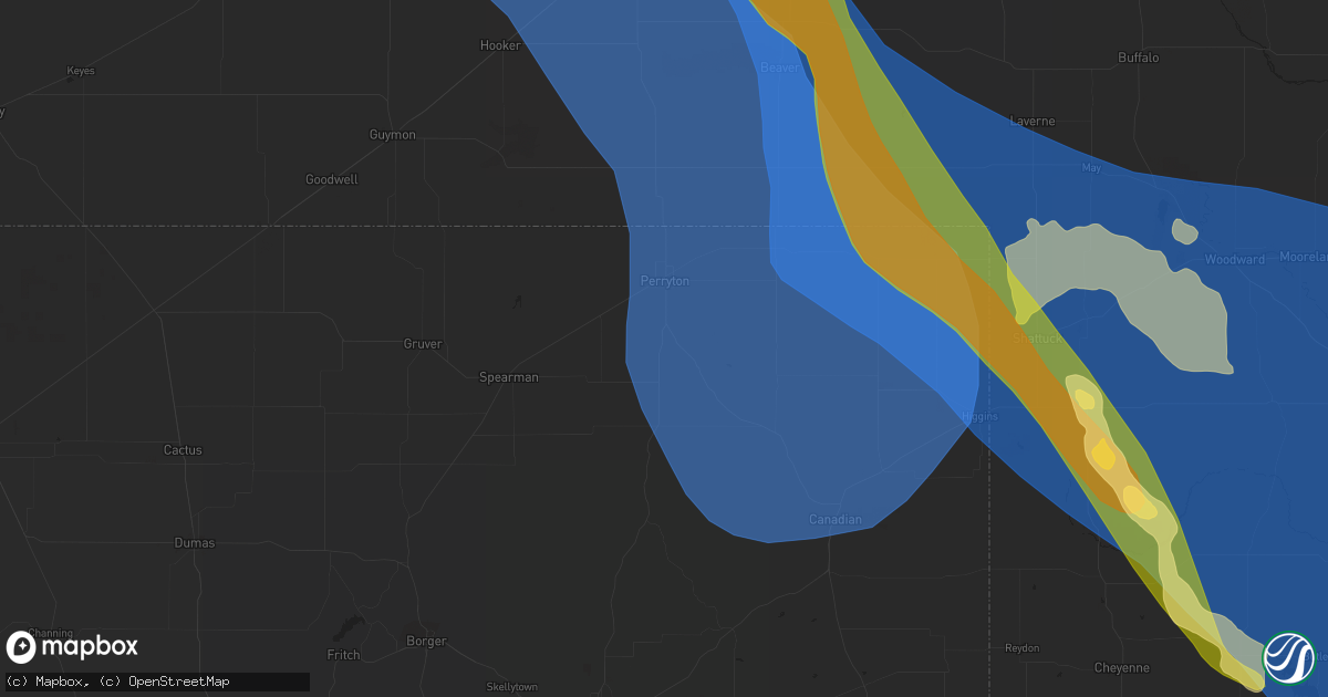 Hail map in Perryton, TX on July 6, 2023