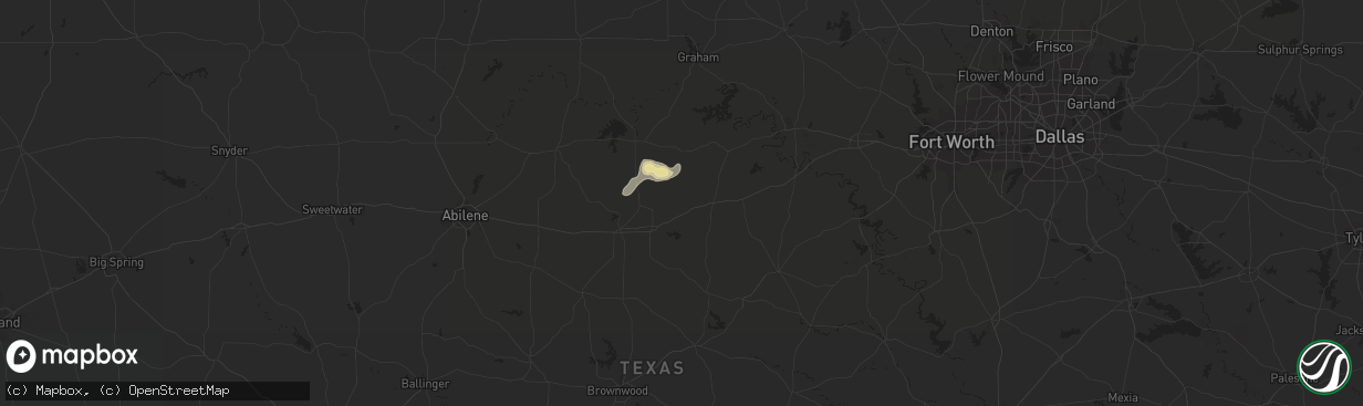 Hail map in Ranger, TX on July 6, 2023