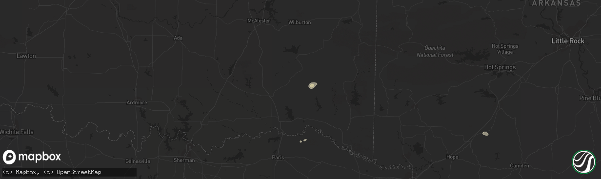 Hail map in Rattan, OK on July 6, 2023