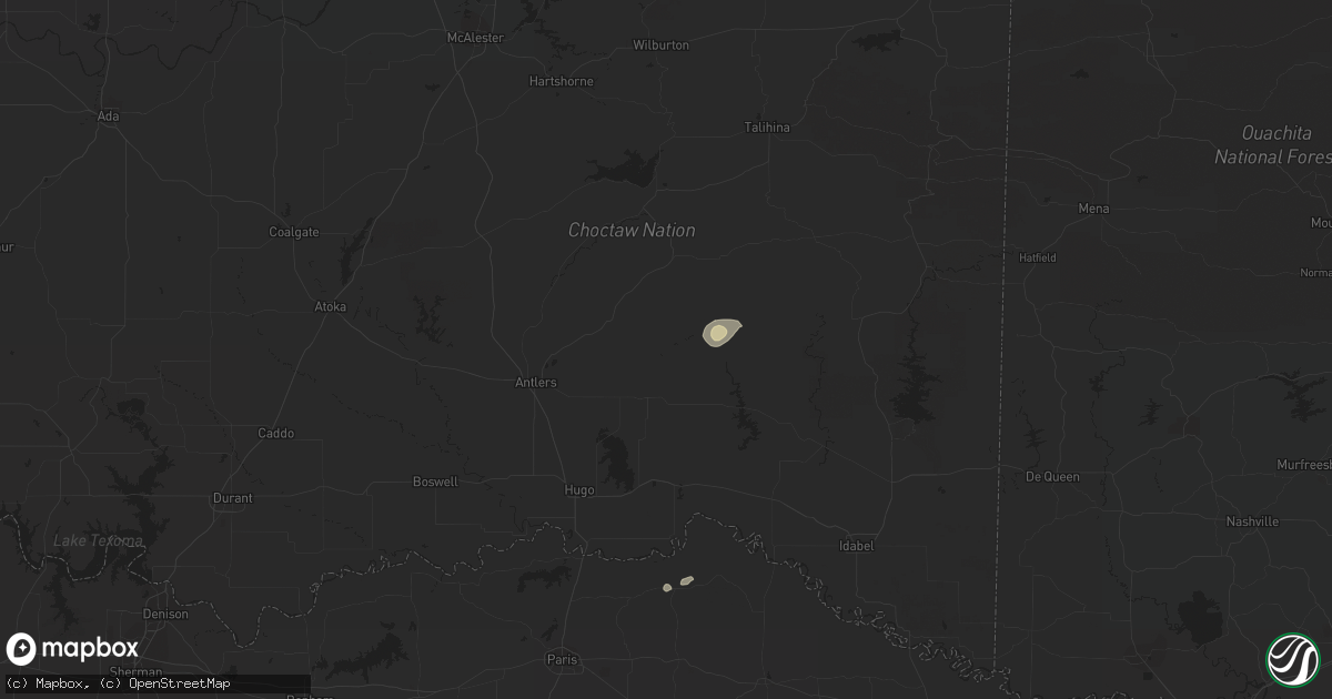 Hail map in Rattan, OK on July 6, 2023