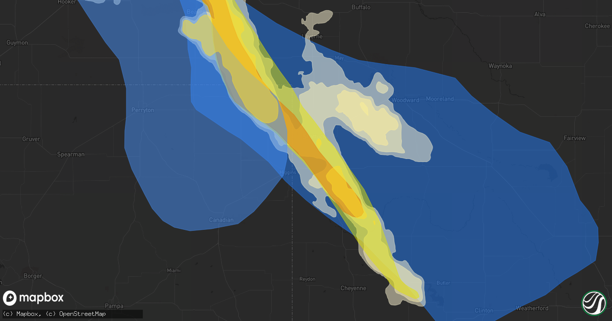 Hail map in Shattuck, OK on July 6, 2023
