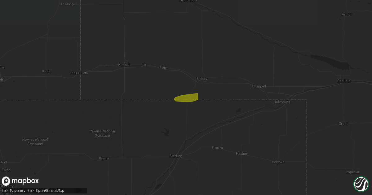 Hail map in Sidney, NE on July 6, 2023