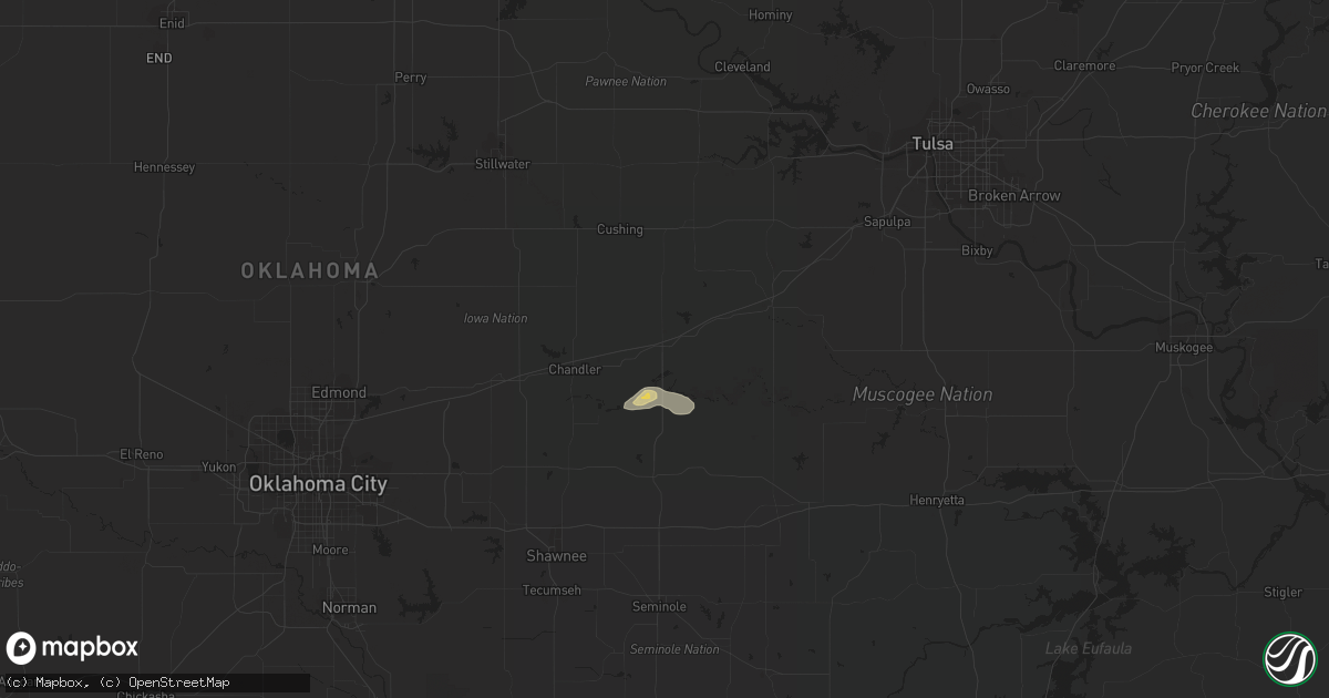 Hail map in Stroud, OK on July 6, 2023