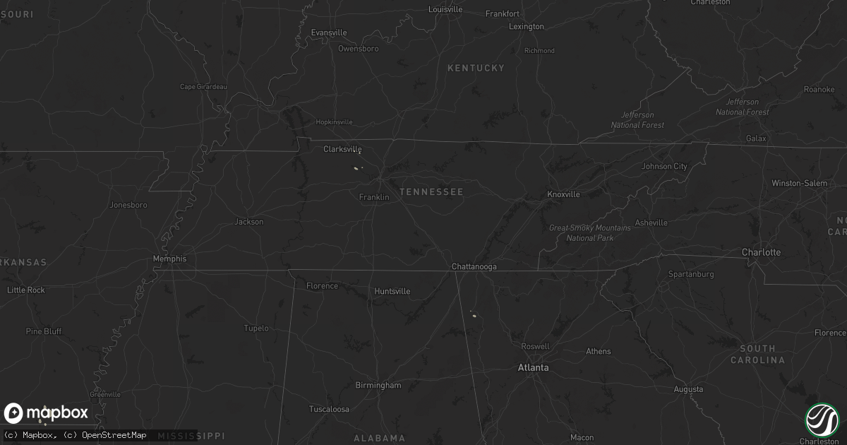 Hail map in Tennessee on July 6, 2023