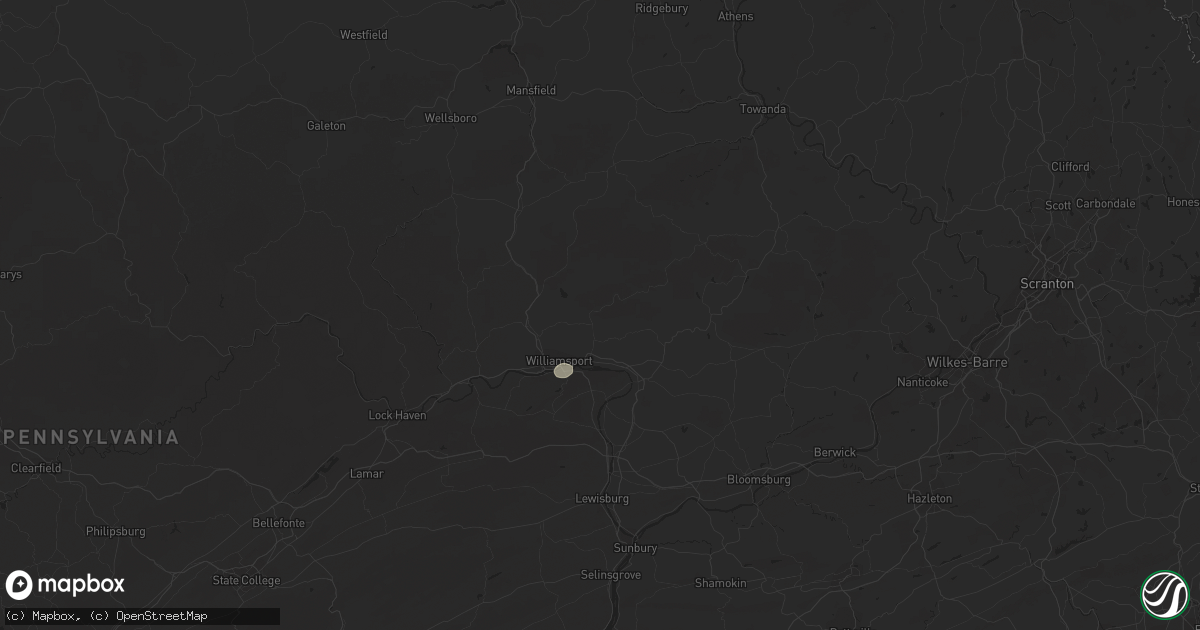 Hail map in Williamsport, PA on July 6, 2023