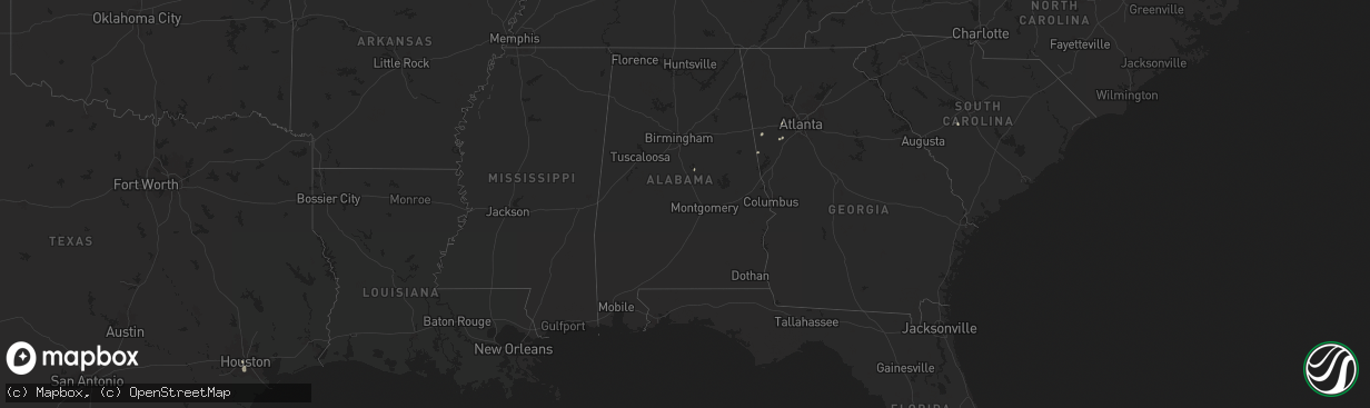 Hail map in Alabama on July 6, 2024