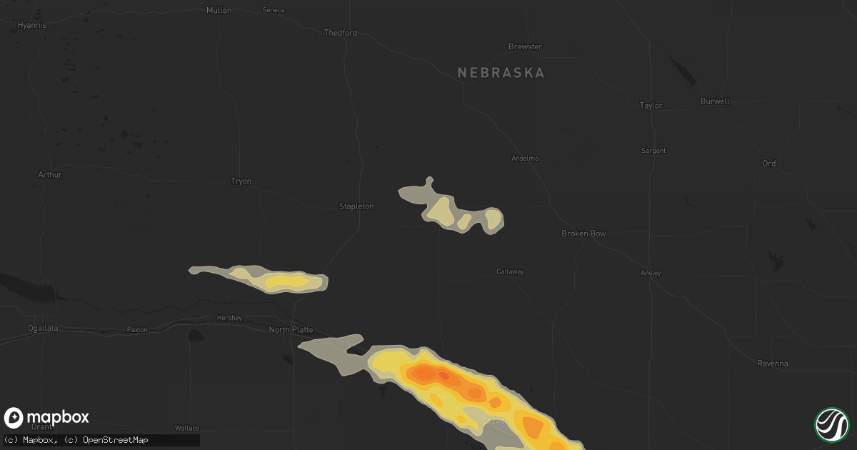 Hail map in Arnold, NE on July 6, 2024