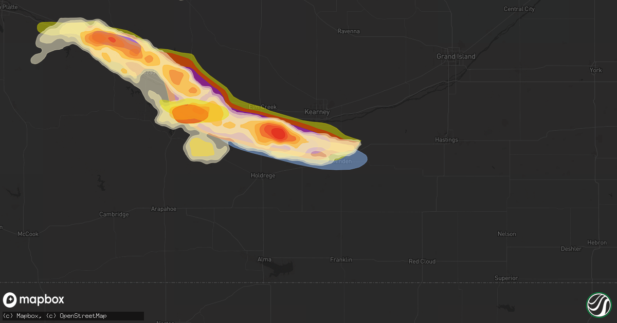 Hail map in Axtell, NE on July 6, 2024