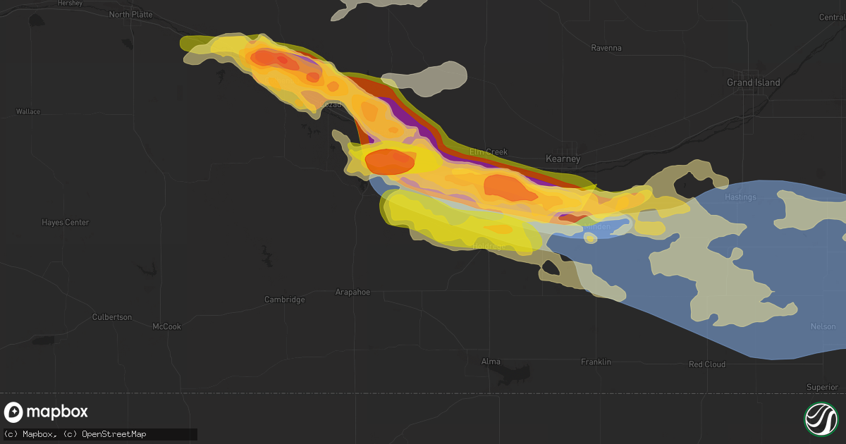 Hail map in Bertrand, NE on July 6, 2024