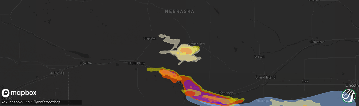 Hail map in Callaway, NE on July 6, 2024