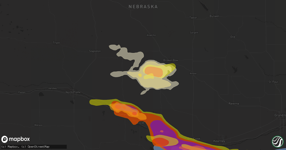 Hail map in Callaway, NE on July 6, 2024
