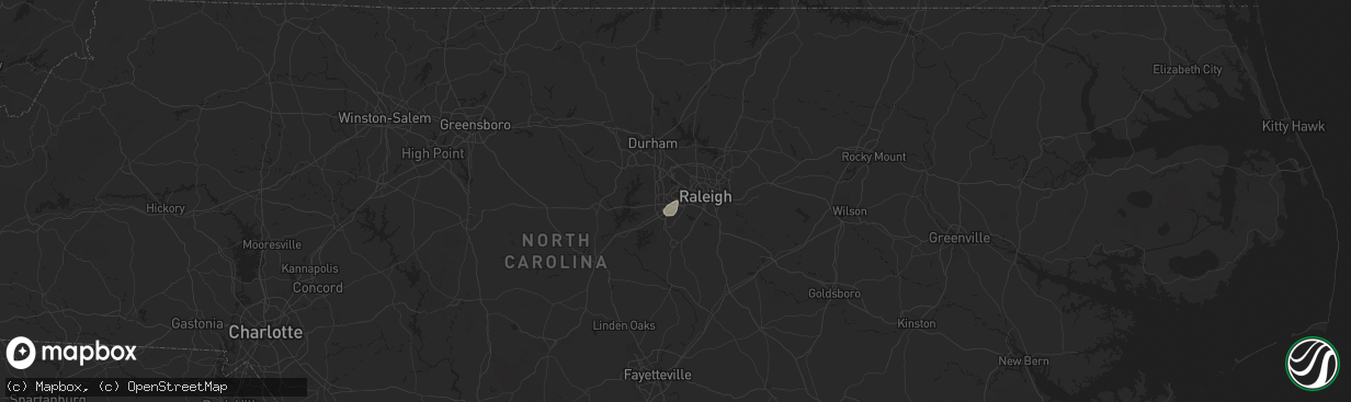 Hail map in Cary, NC on July 6, 2024