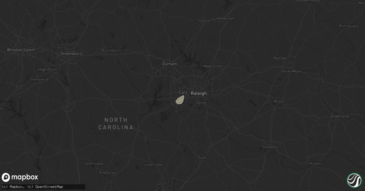 Hail map in Cary, NC on July 6, 2024
