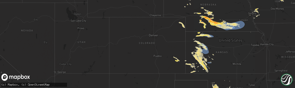 Hail map in Colorado on July 6, 2024