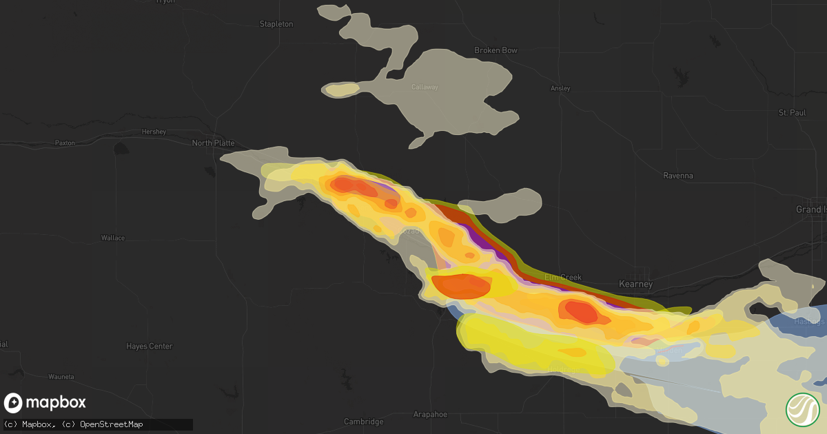 Hail map in Cozad, NE on July 6, 2024