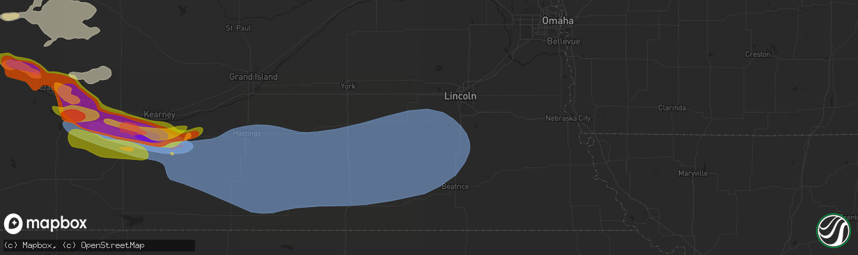 Hail map in Crete, NE on July 6, 2024