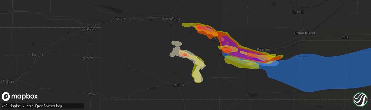 Hail map in Curtis, NE on July 6, 2024