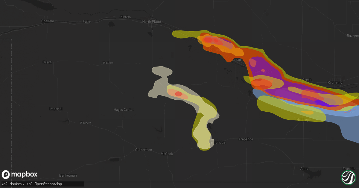 Hail map in Curtis, NE on July 6, 2024