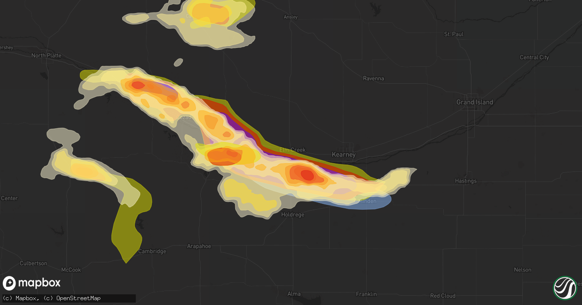 Hail map in Elm Creek, NE on July 6, 2024
