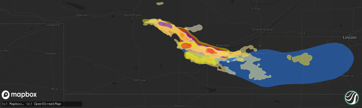 Hail map in Elwood, NE on July 6, 2024