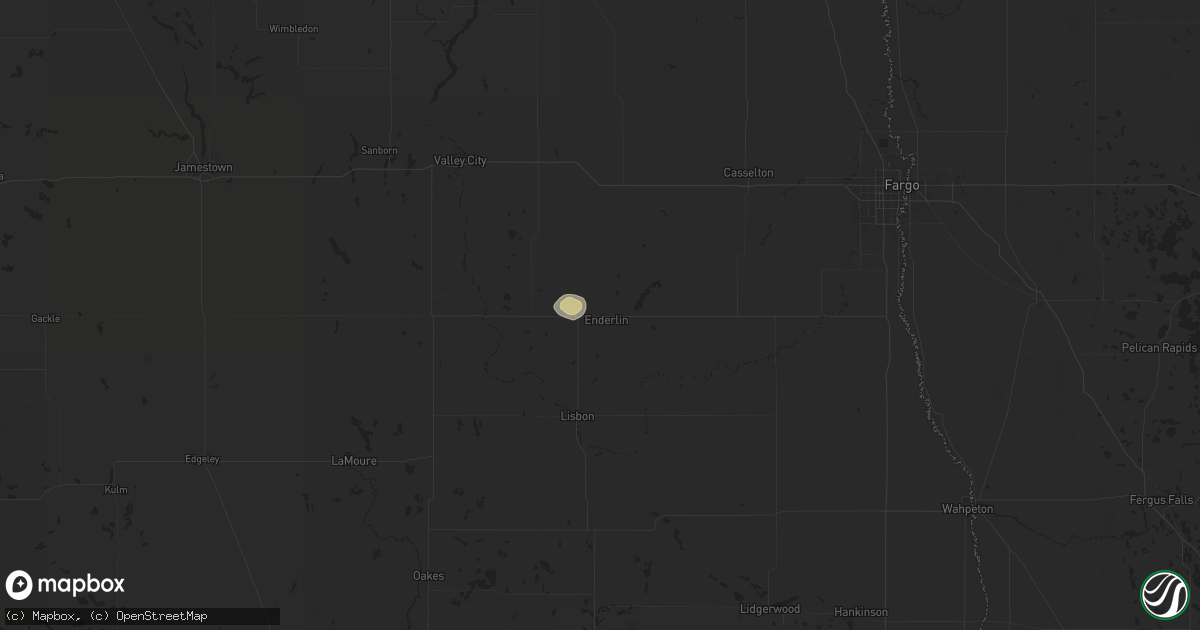 Hail map in Enderlin, ND on July 6, 2024
