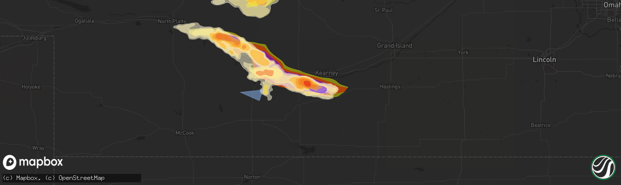 Hail map in Funk, NE on July 6, 2024