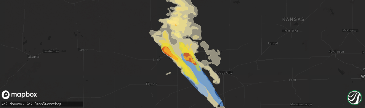 Hail map in Garden City, KS on July 6, 2024