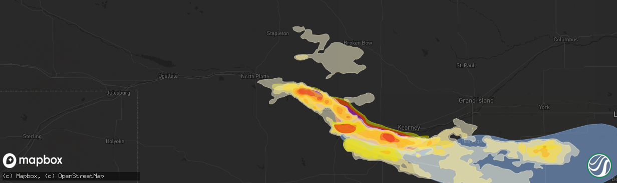 Hail map in Gothenburg, NE on July 6, 2024