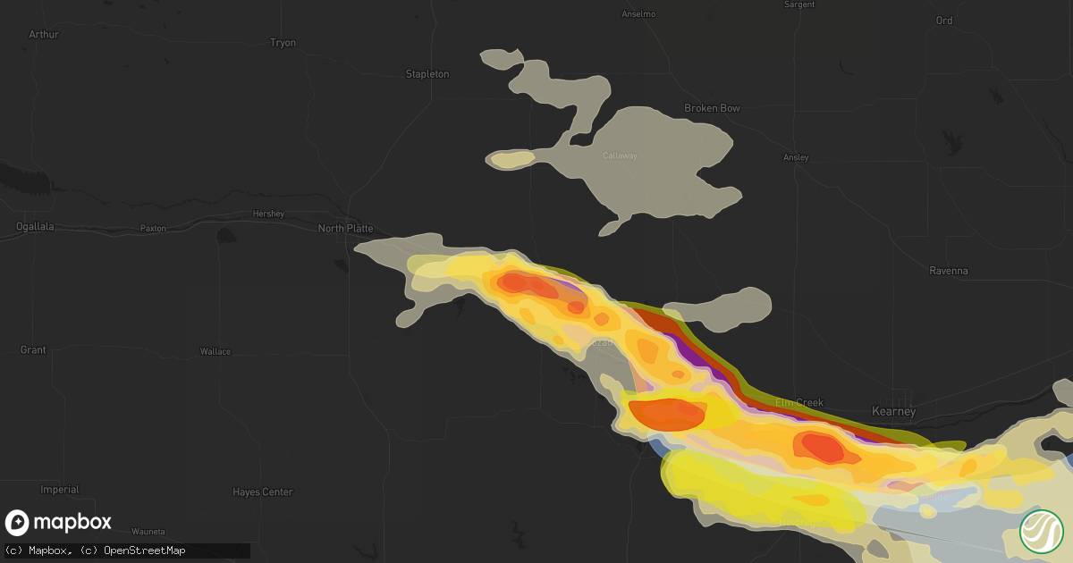 Hail map in Gothenburg, NE on July 6, 2024